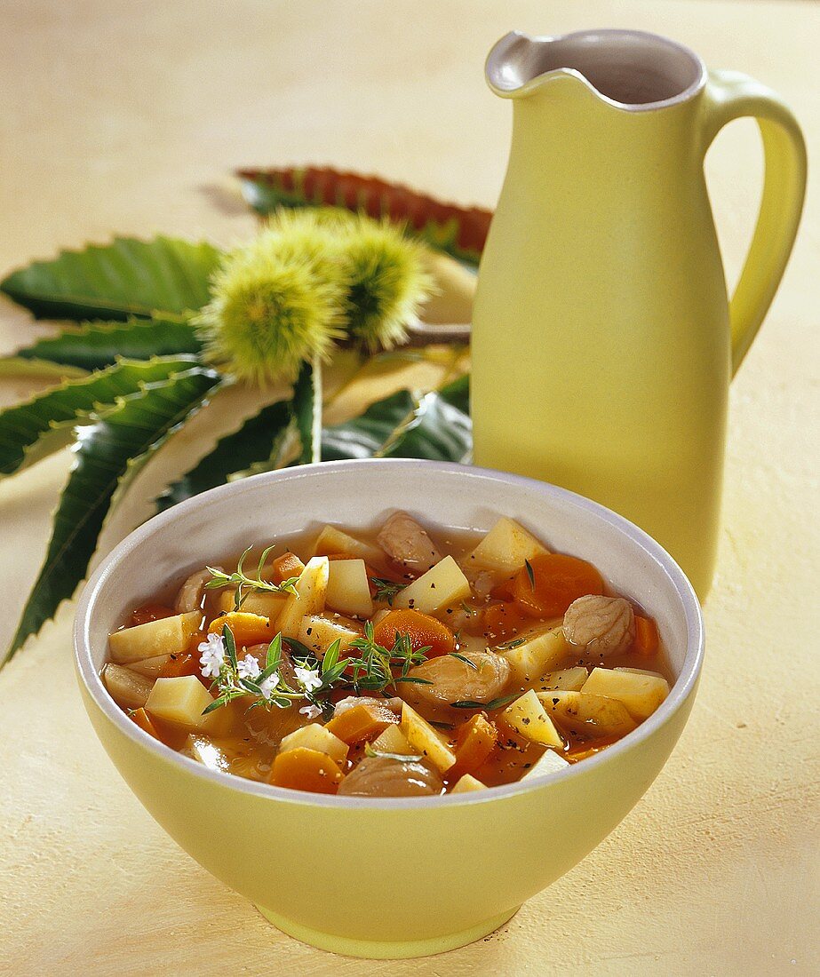 Turnip and potato stew with sweet chestnuts