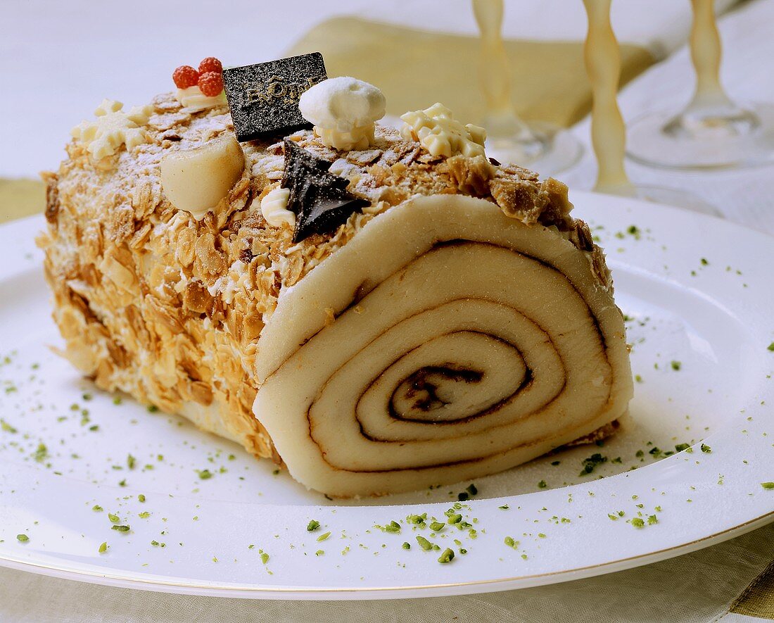 Christmas marzipan roulade