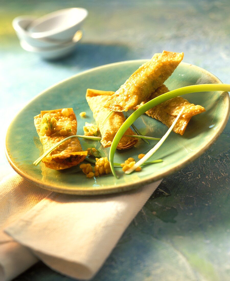 Frühlingsrollen mit Currylinsen