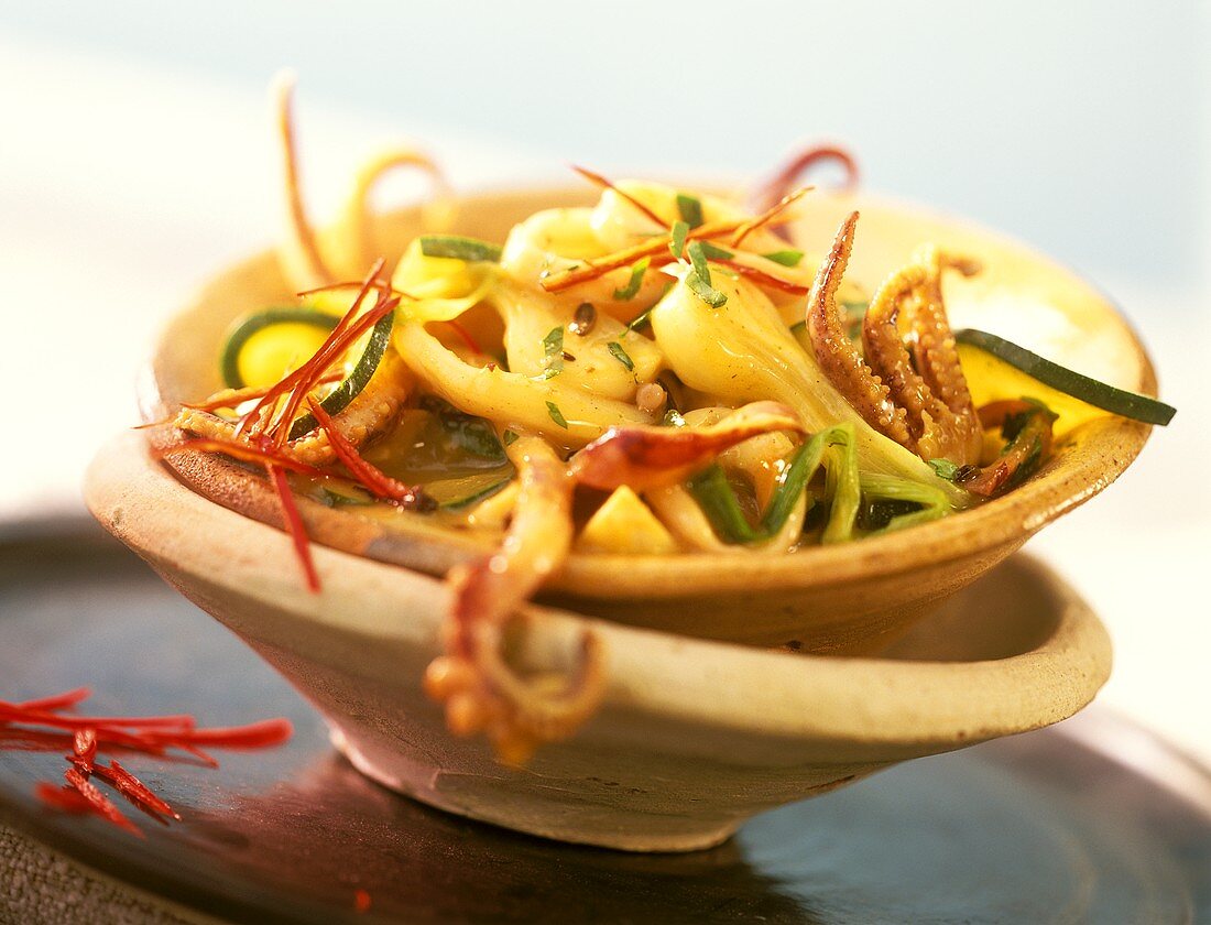Cuttlefish with courgettes and chili