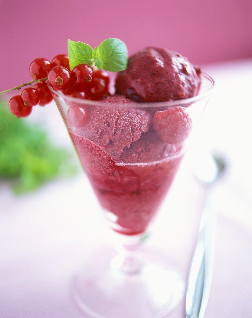 Berry sorbet with redcurrants