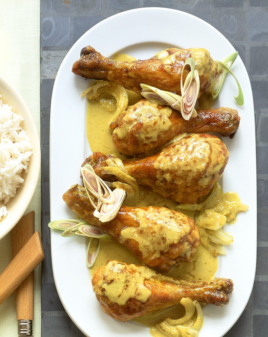 Chicken legs with coconut sauce and lemon grass