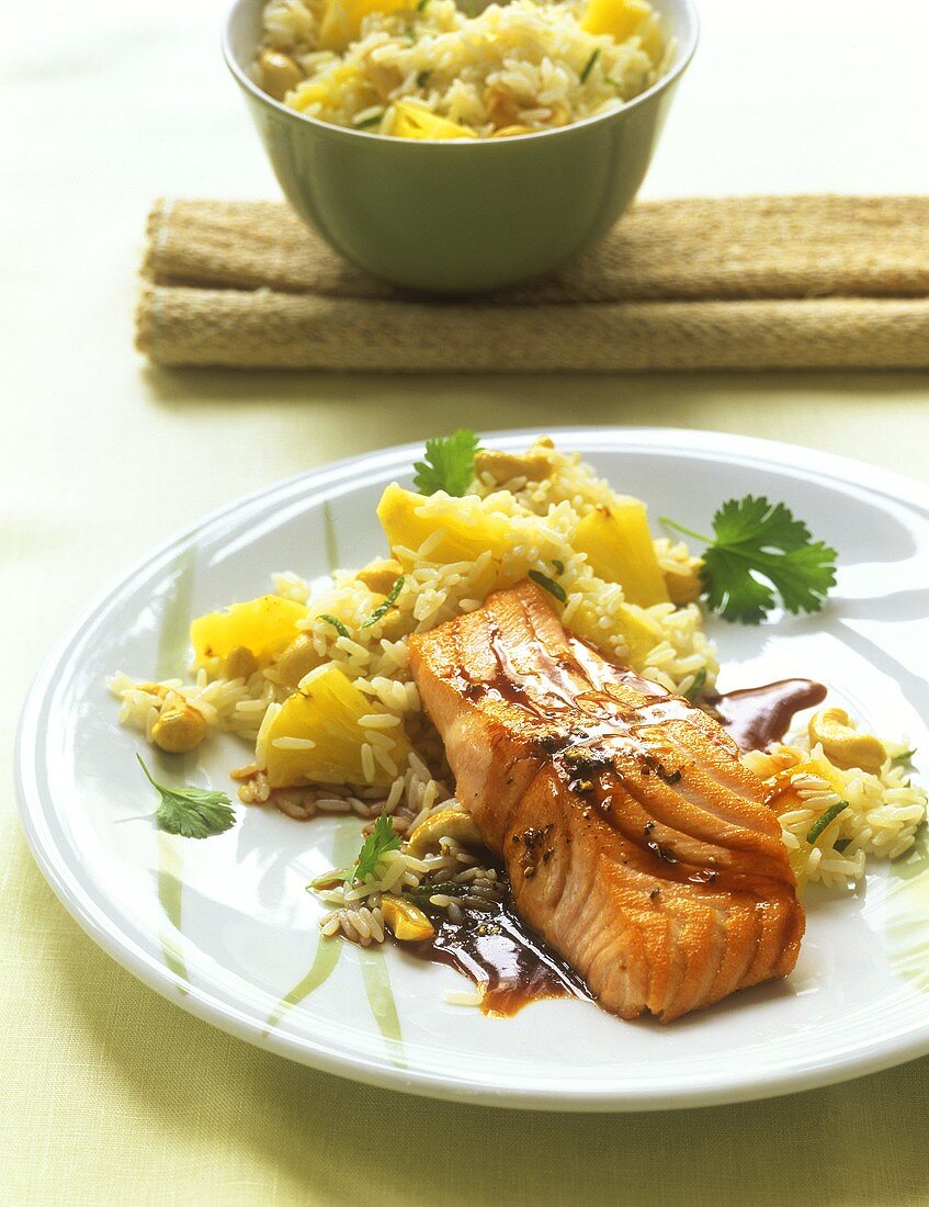 Teriyaki salmon with pineapple rice
