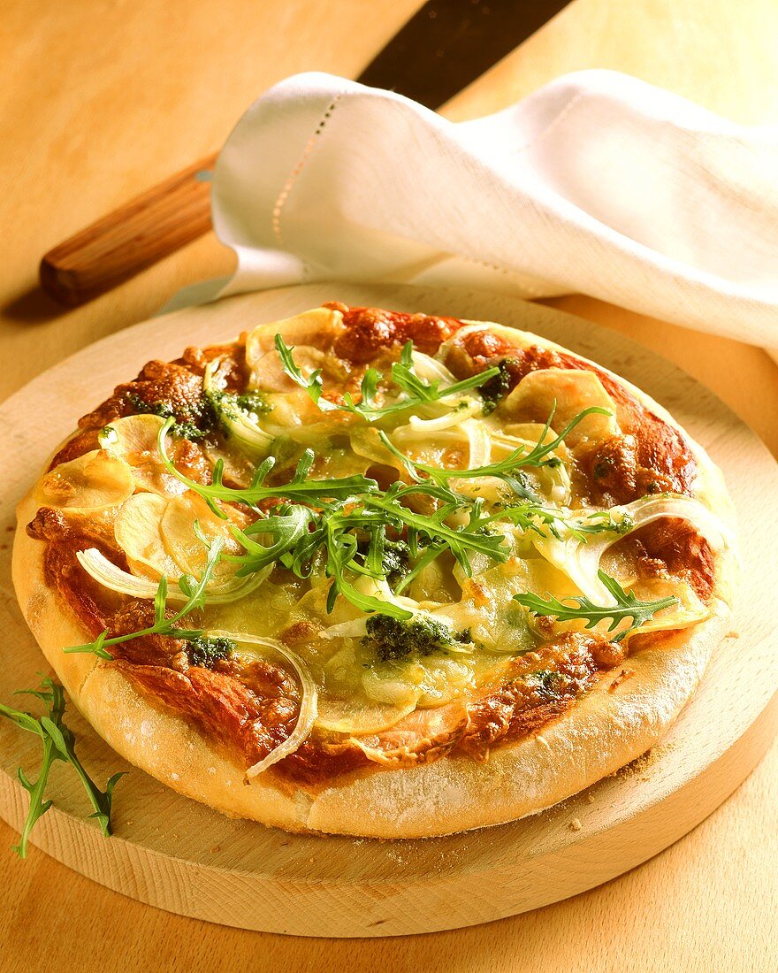 Pizza con le patate (Kartoffelpizza mit Rucola, Italien)