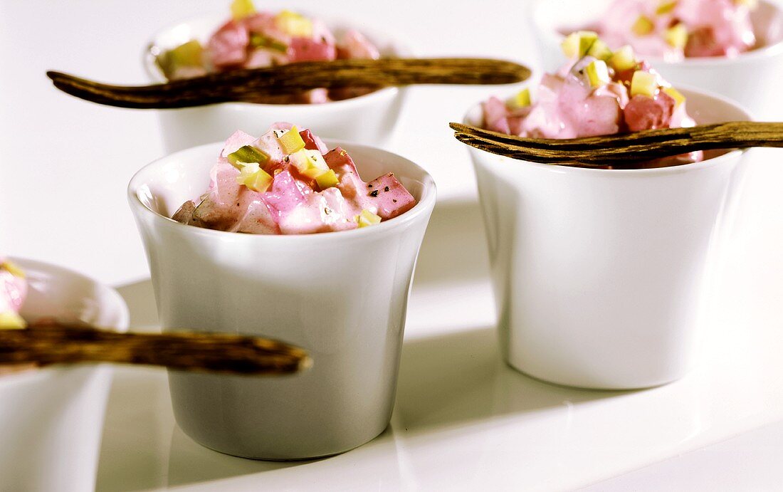 Pink herring salad with beetroot