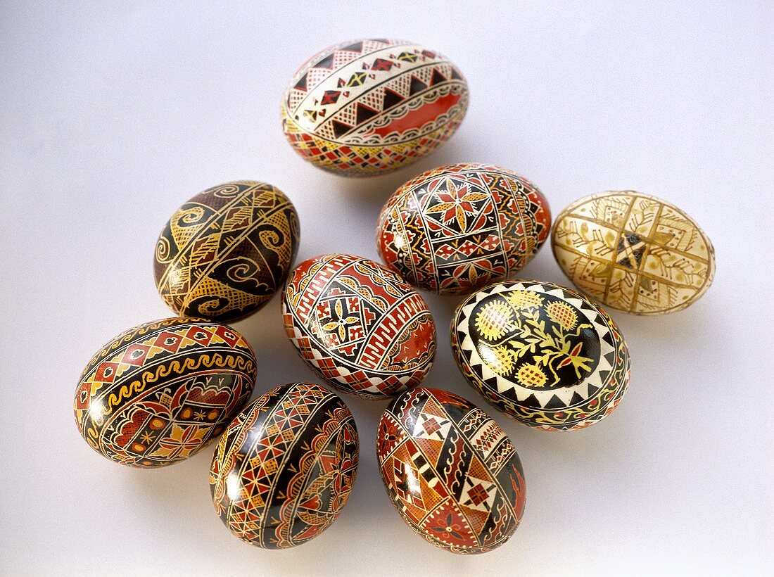 Decoratively painted Easter eggs