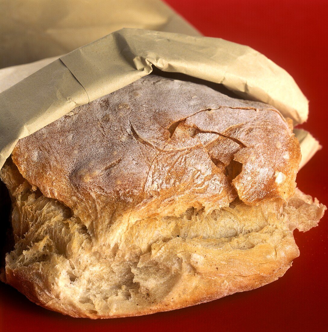 Italian white bread in paper bag
