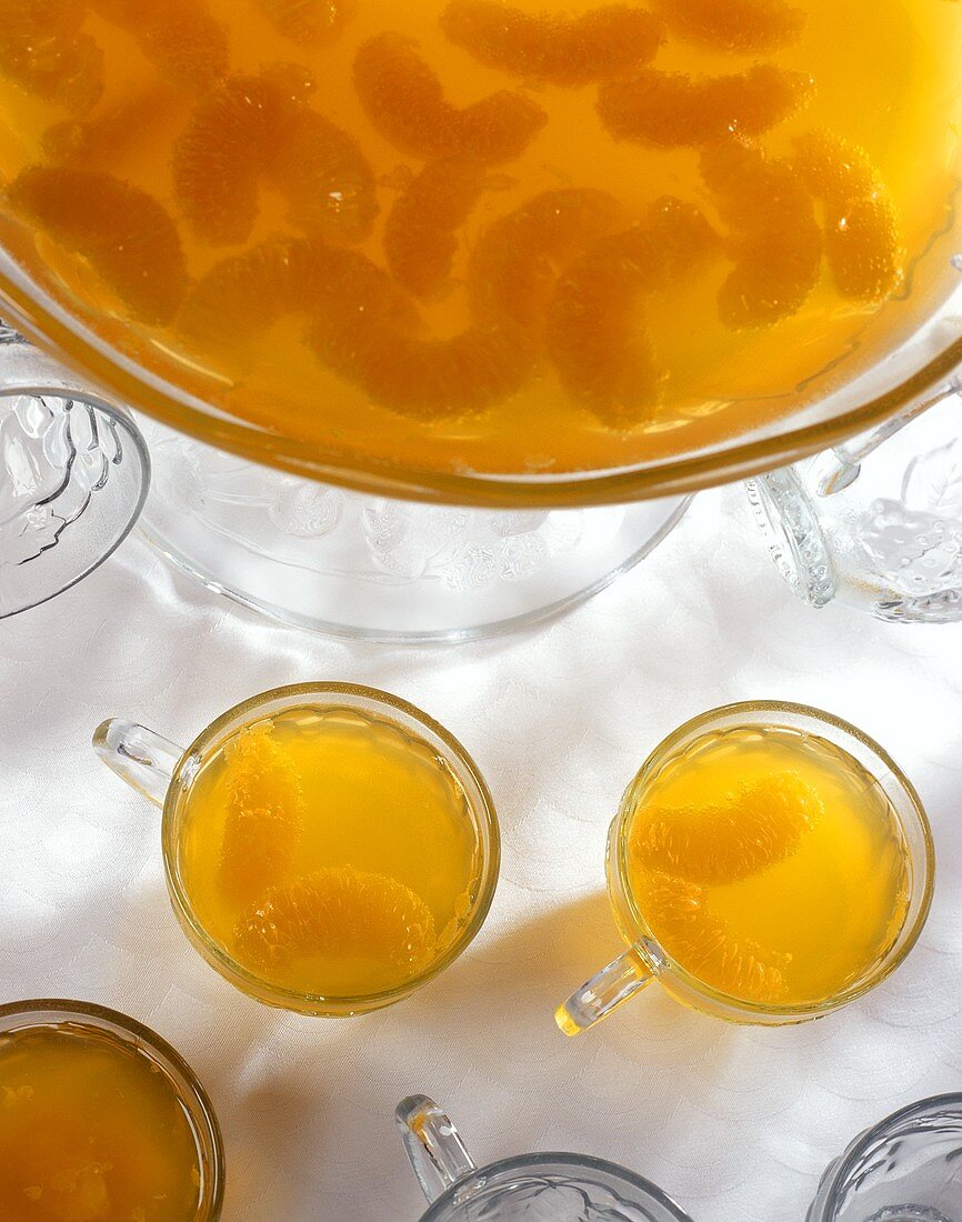 Mandarin punch in glasses and dish