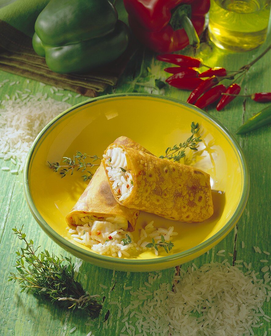 Catfish-Wrap mit Reis und frischem Thymian