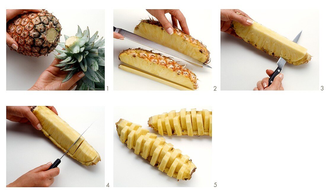 Cutting up a pineapple