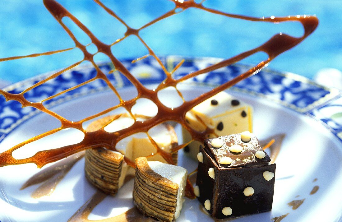 Palm sugar dessert with caramel lattice from Bali