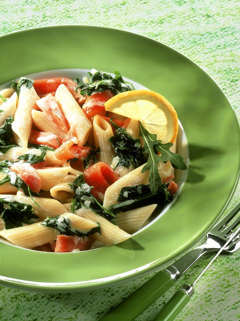 Penne in Lachs-Rucola-Sahne