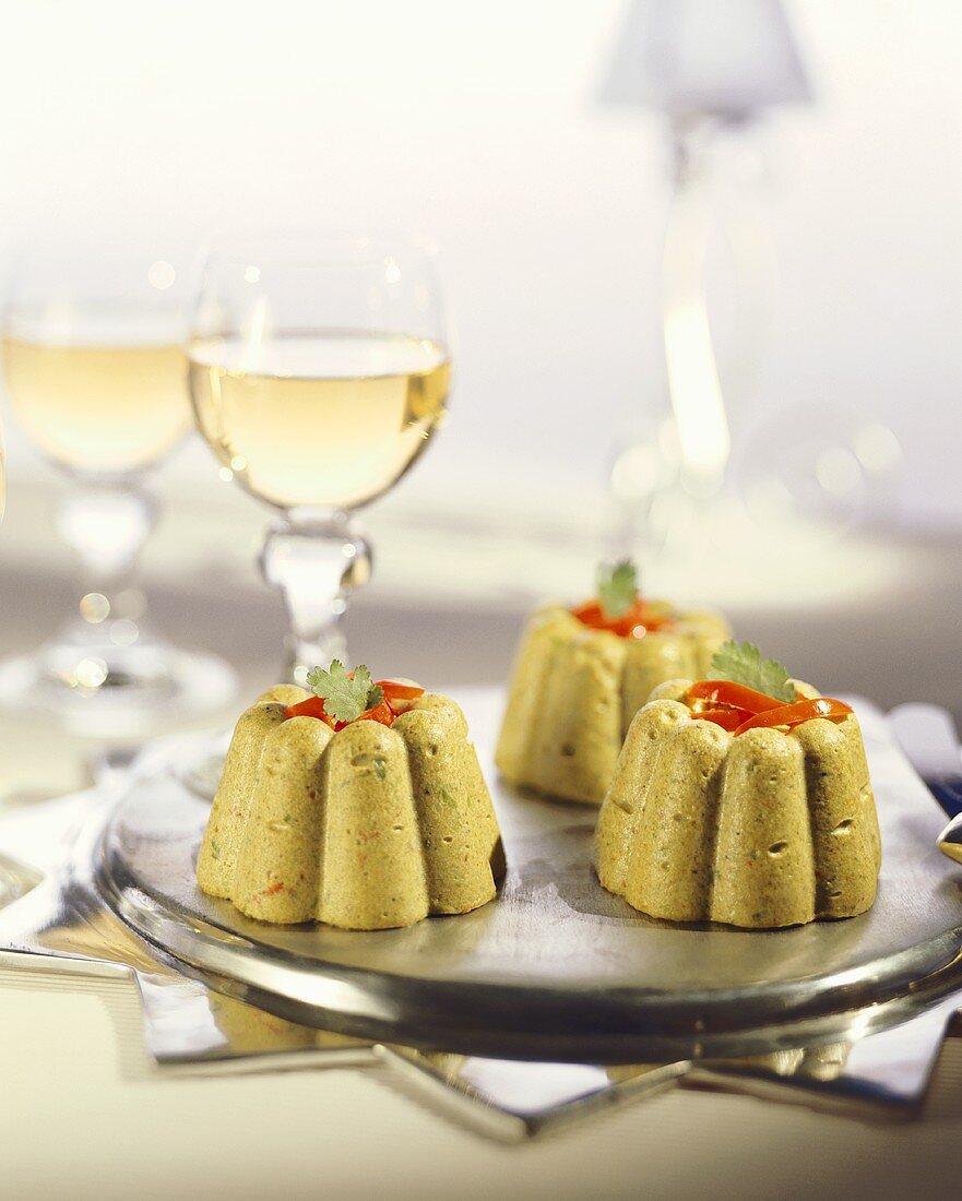 Avocado mousse and white wine glasses