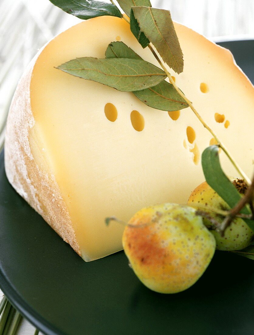 Piece of cheese with pears