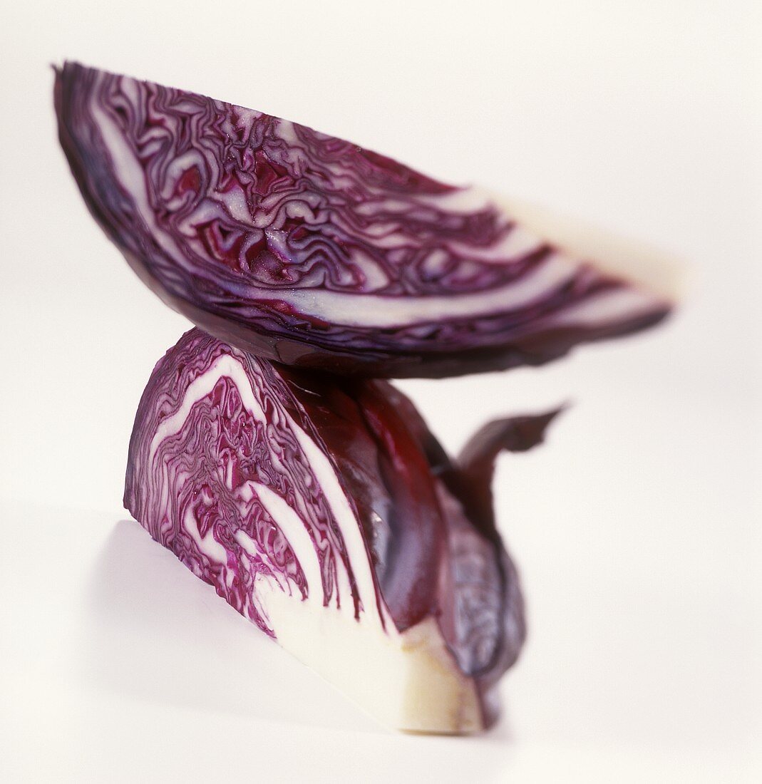 Two quarters of red cabbage