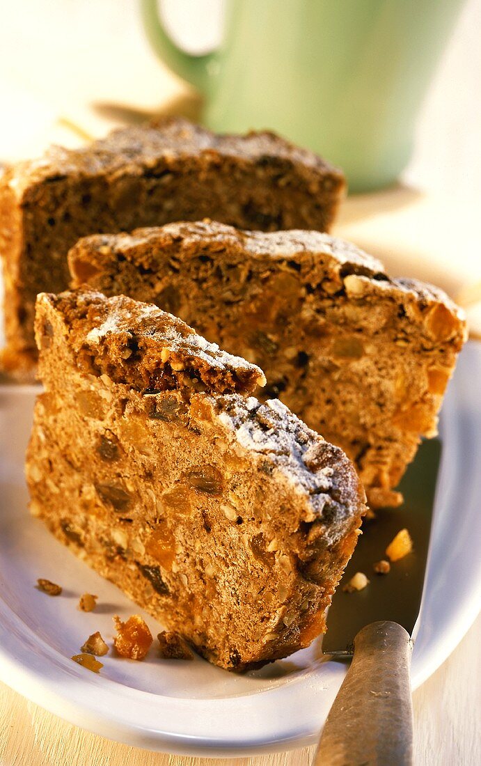 Apple fruit bread, sliced