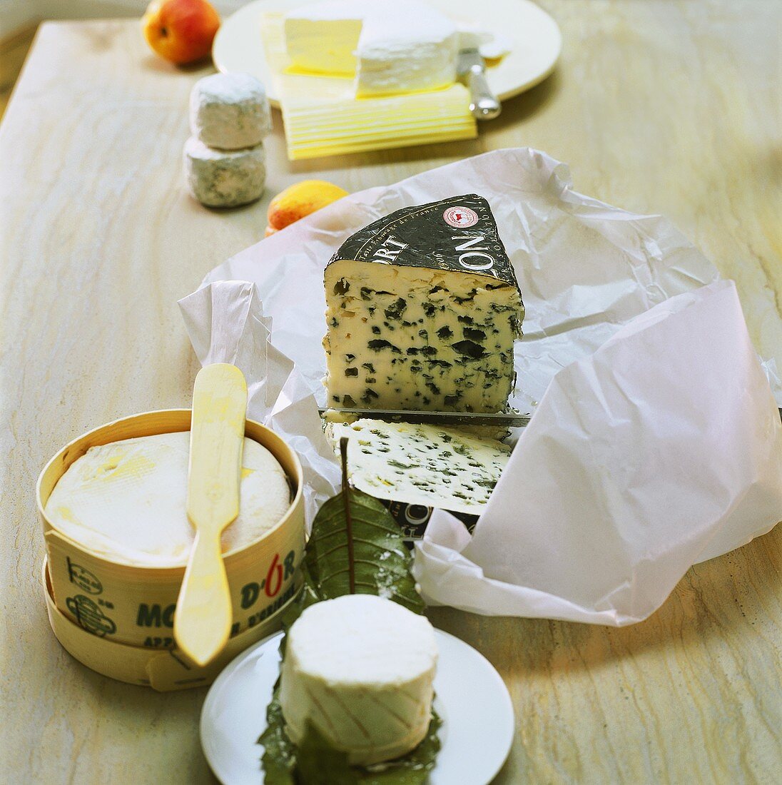 Various types of cheese from France