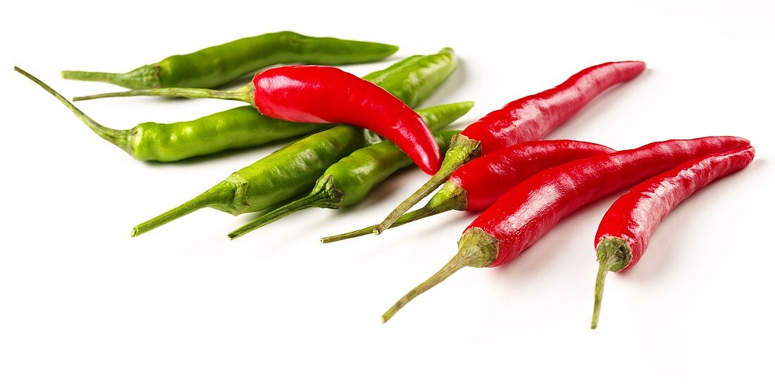 Red and green chili peppers