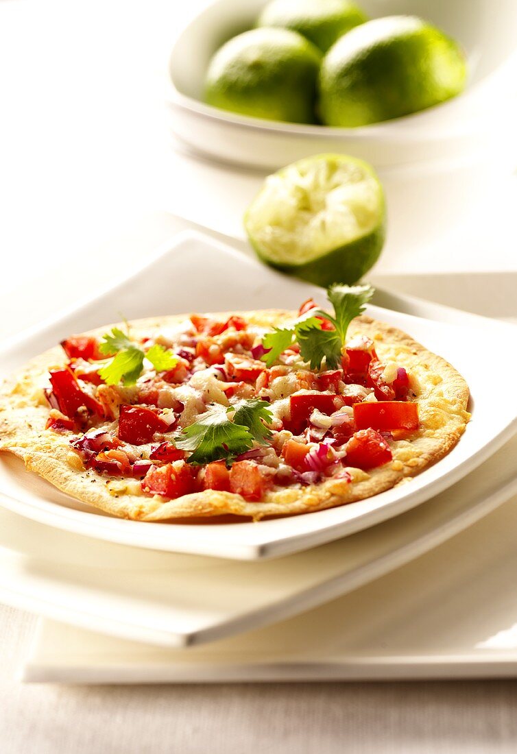 Tortilla with peppers and limes