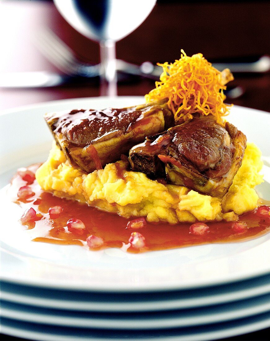 Lamb chops on mashed potato