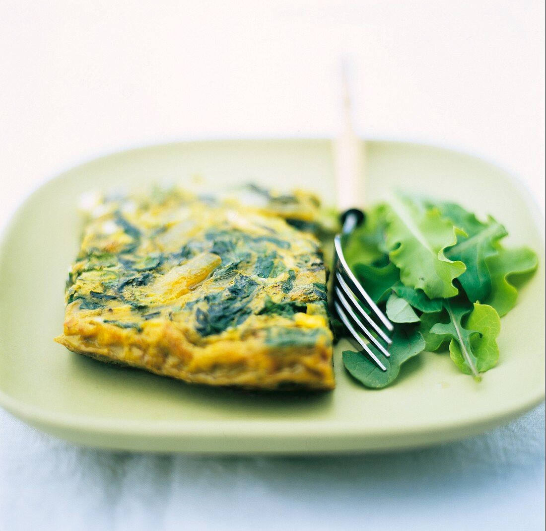 Omelette with asparagus and rocket