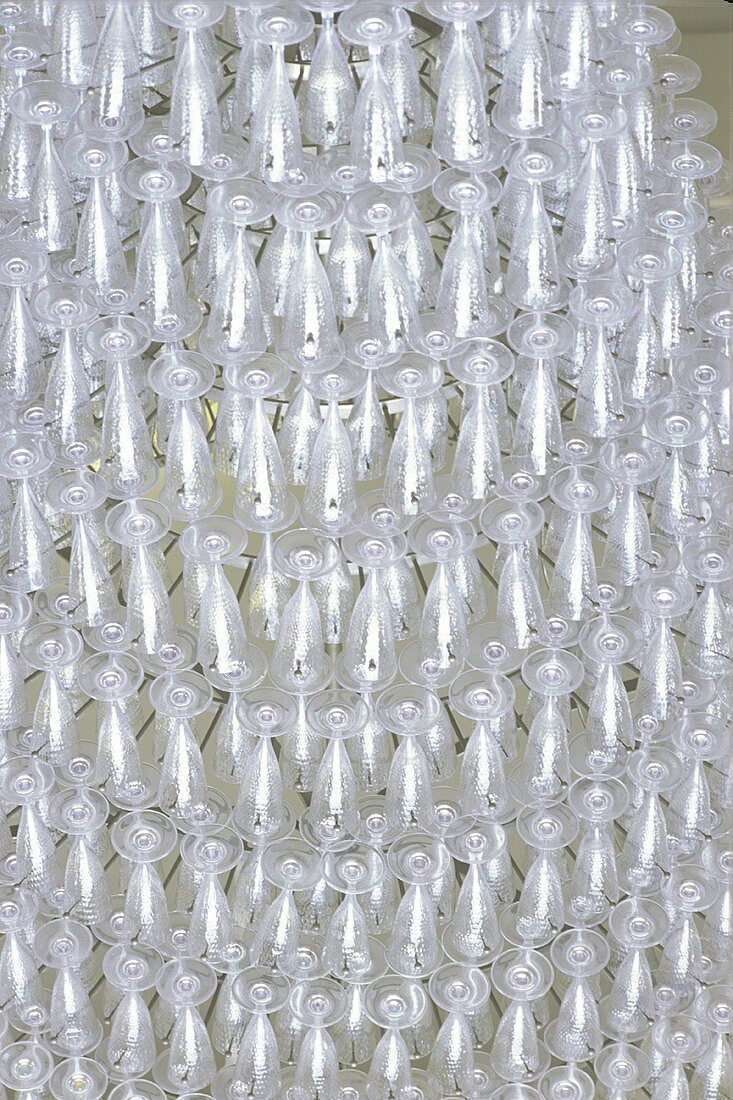 Pyramid of empty champagne glasses