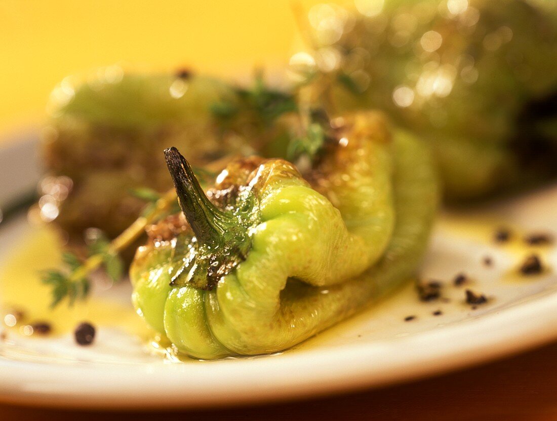 Fried green peppers