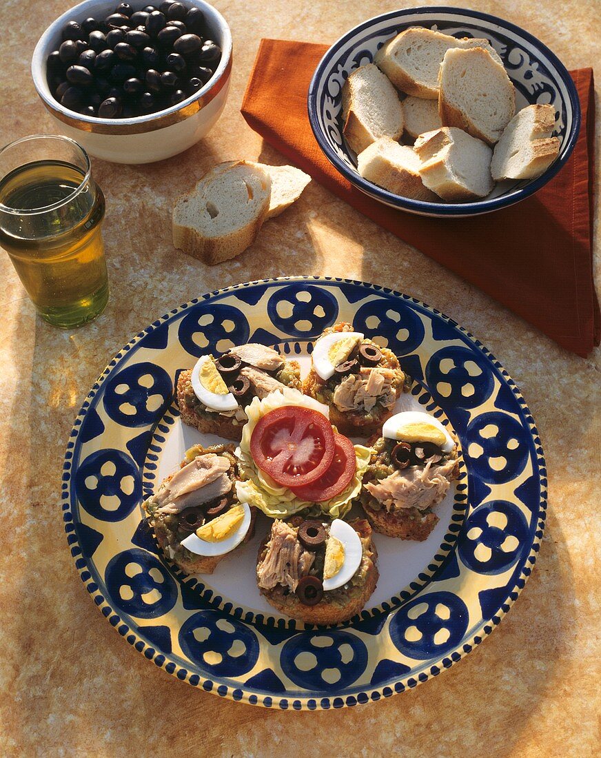 Tunisian sandwiches with tuna and olive salad