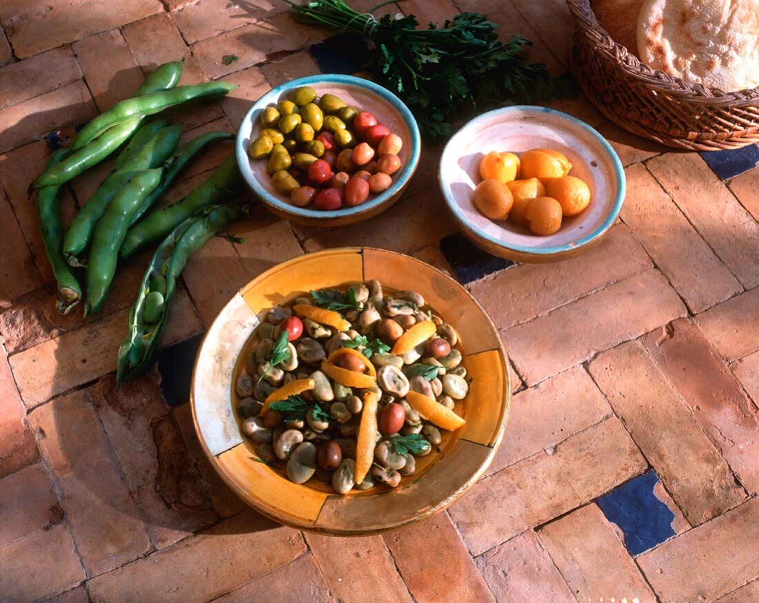 Moroccan broad bean salad with olives