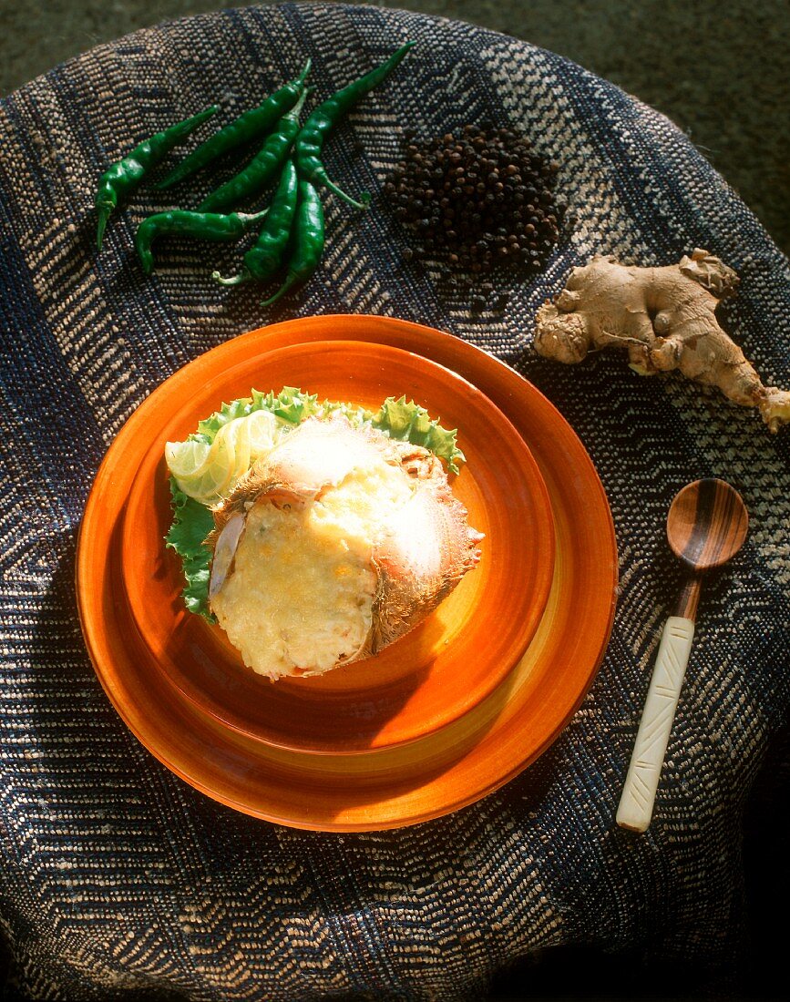 Crab gratin with ginger from the Seychelles