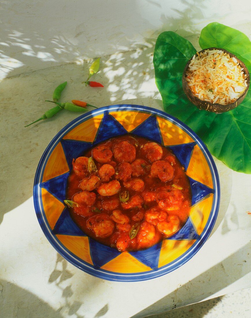 Garnelen in scharfer Chilisauce (Seychellen)