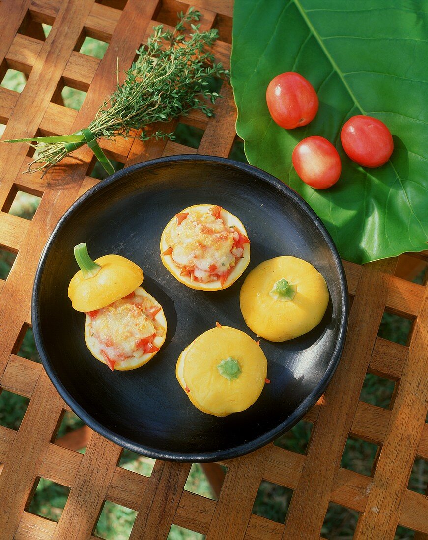 Patty pan squashes with tomato stuffing from Mauritius