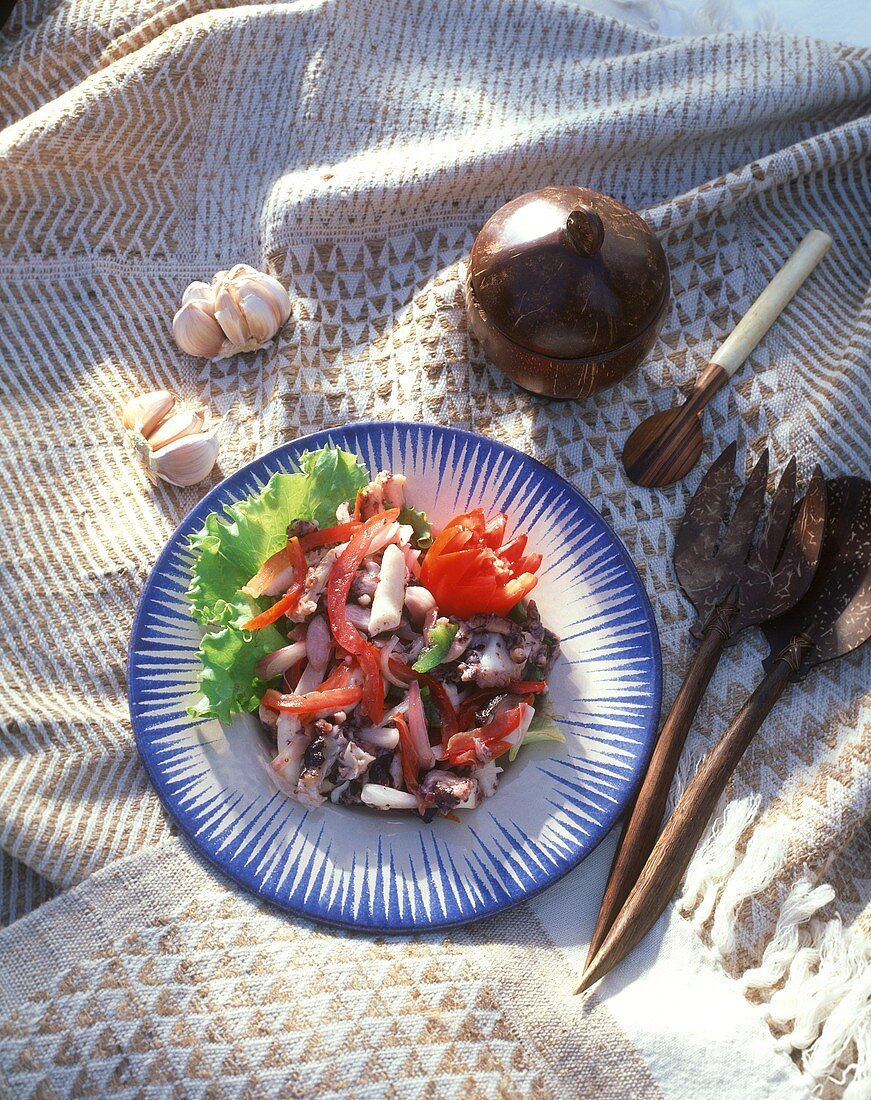 Cuttlefish salad with peppers from Mauritius