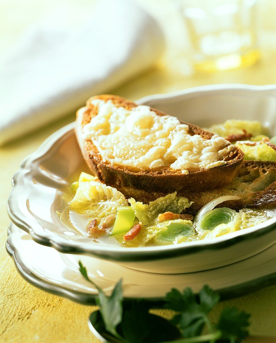 Zuppa valdostana (white cabbage soup), Valle d'Aosta, Italy