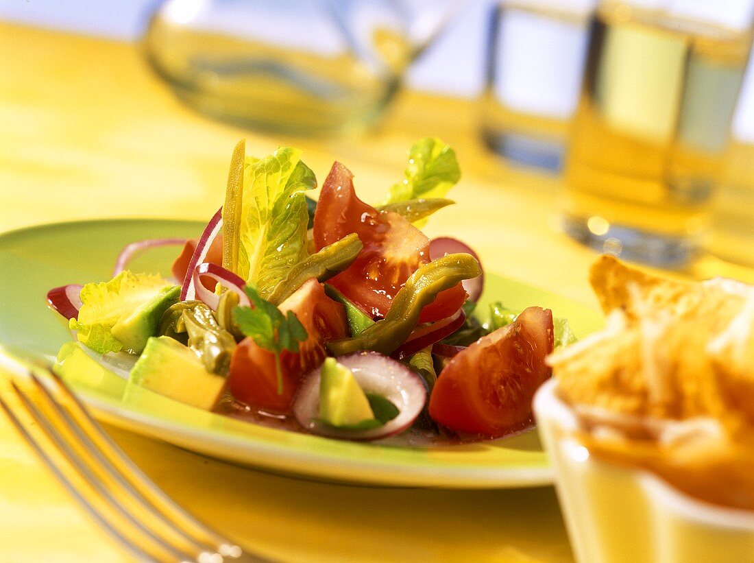 Mexican salad with strips of cactus