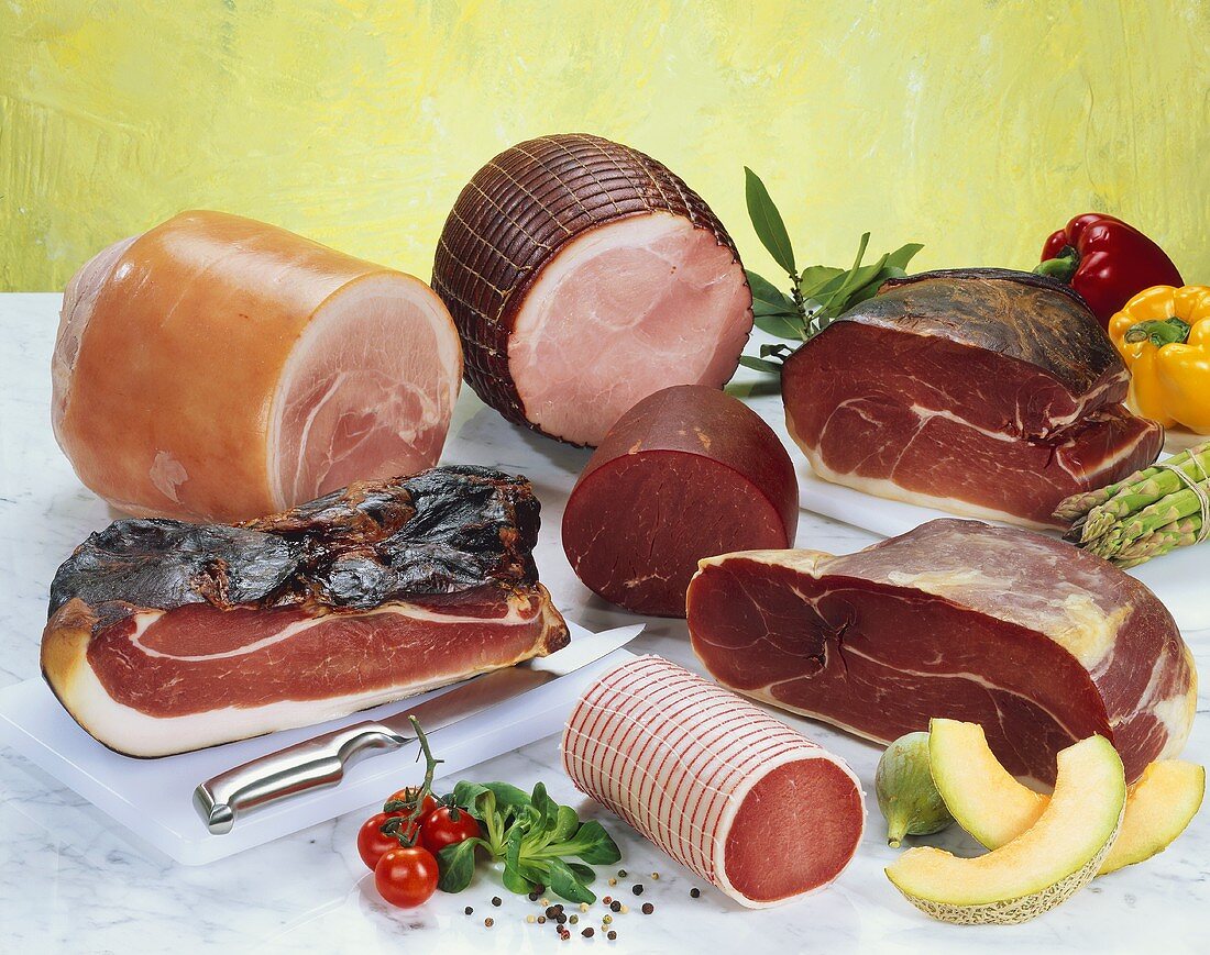 Still life with various types of ham
