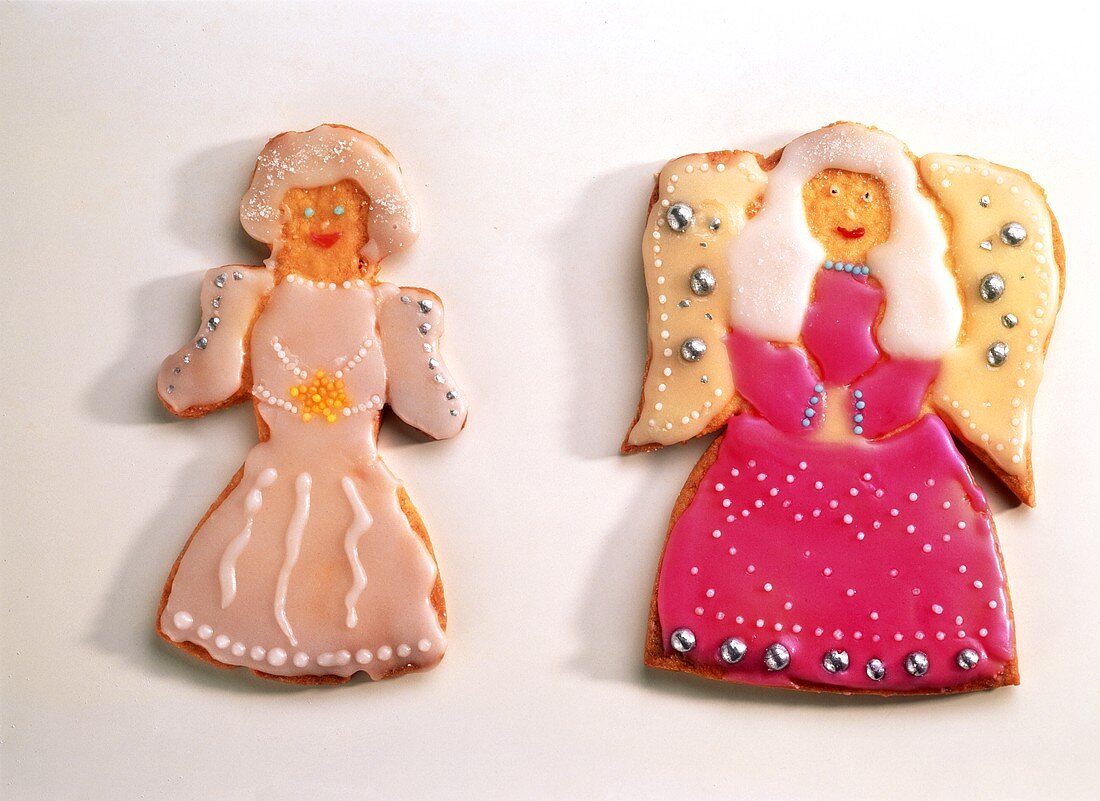 Iced Christmas biscuits: woman and angel