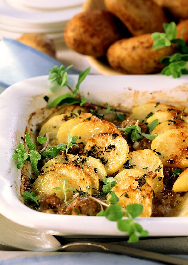 Kartoffelauflauf mit Hackfleisch und Kräutern