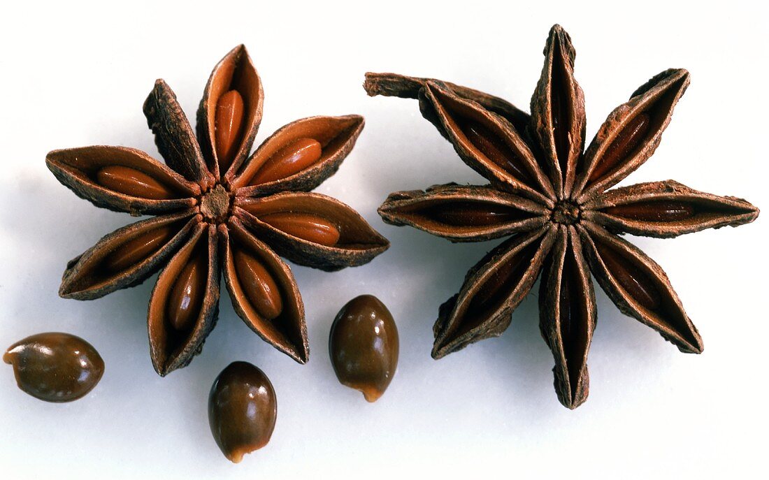 Star anise with seeds