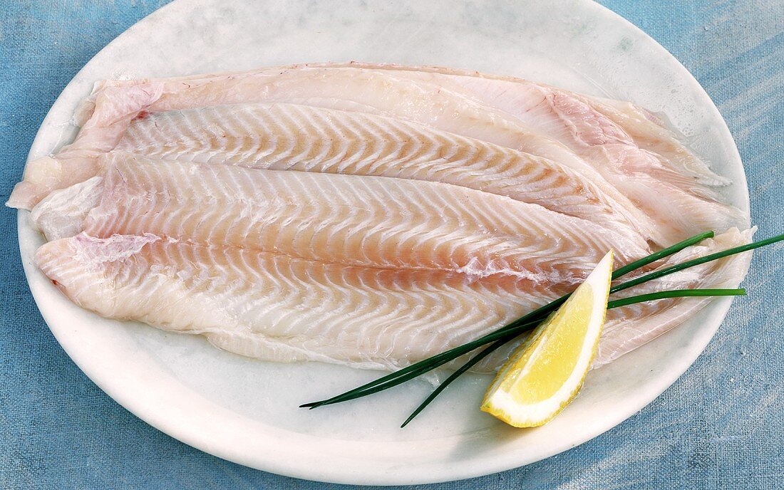 Two sole fillets on plate