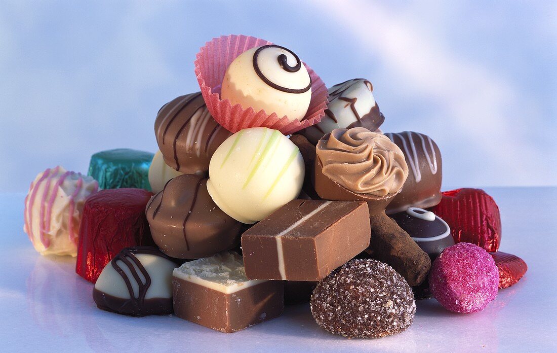 A heap of assorted chocolates