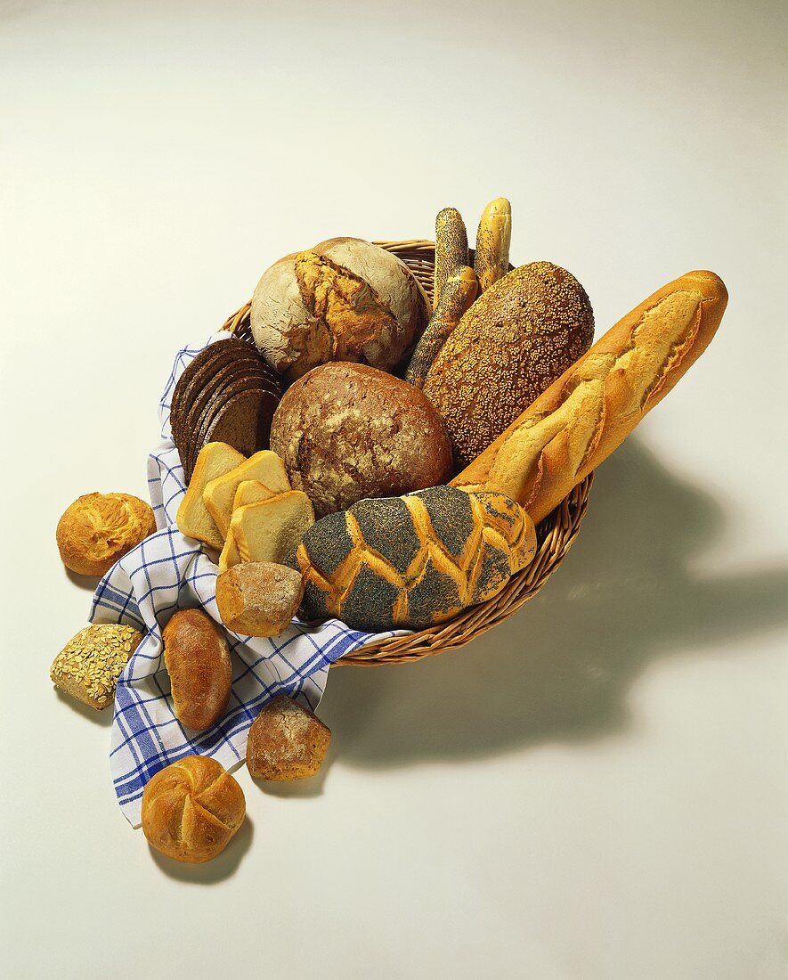 Brote und Brötchen im Brotkorb