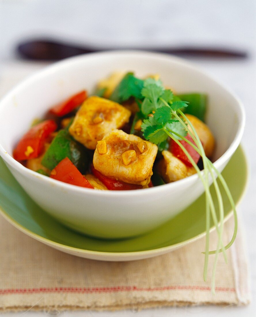 Chinese chicken curry with peppers