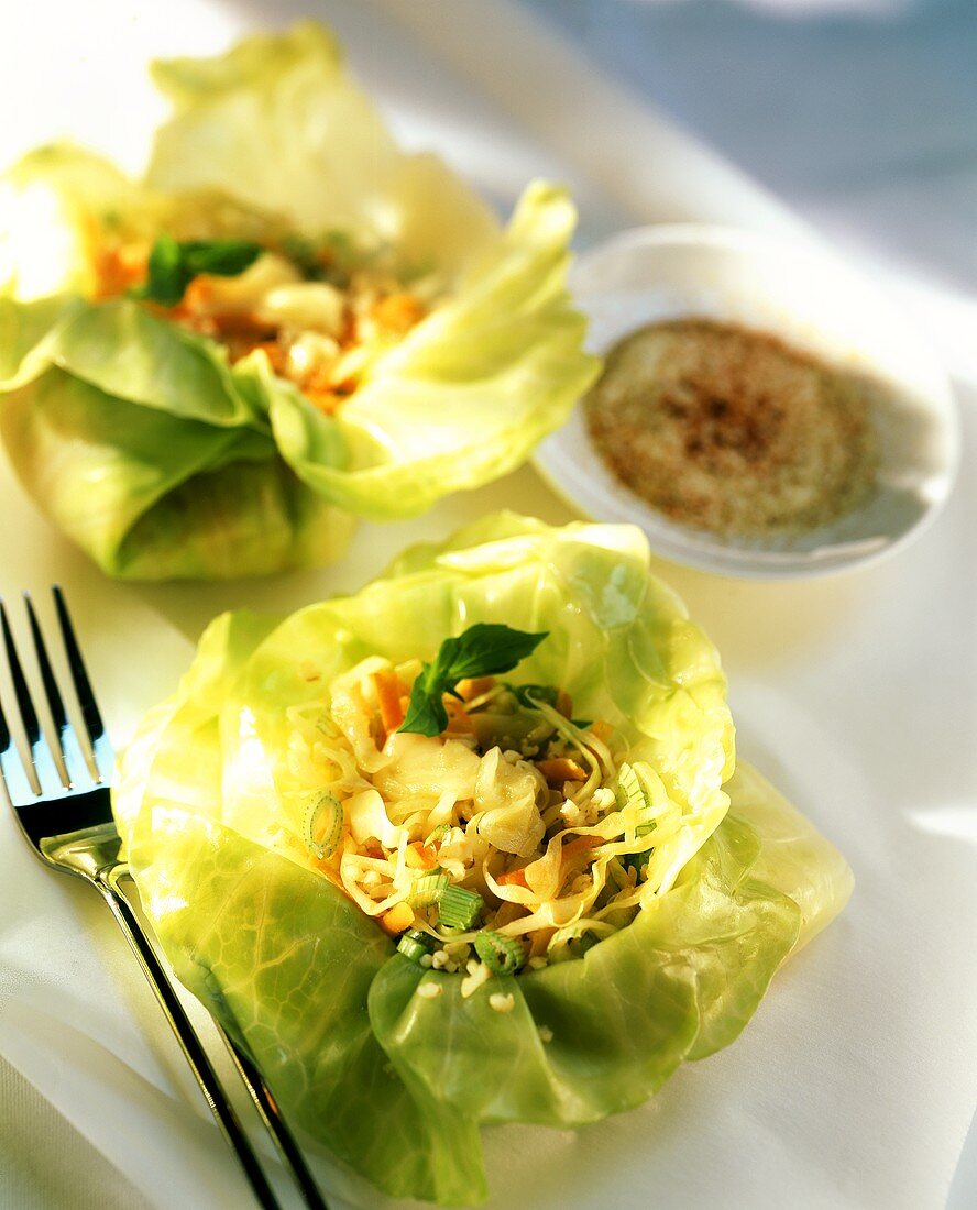 White cabbage gratin with bulgur wheat