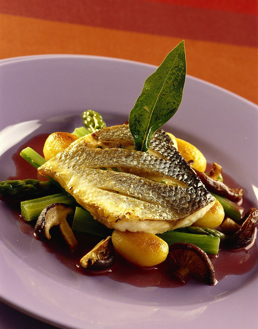 Bream with limes on Asian vegetables