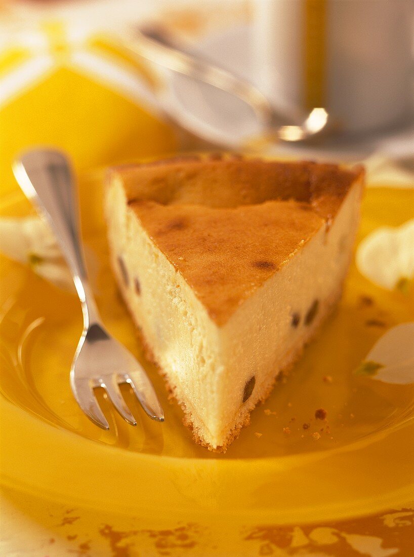 Piece of cheesecake with fork