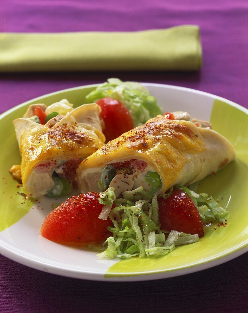 Chicken tortillas with salad