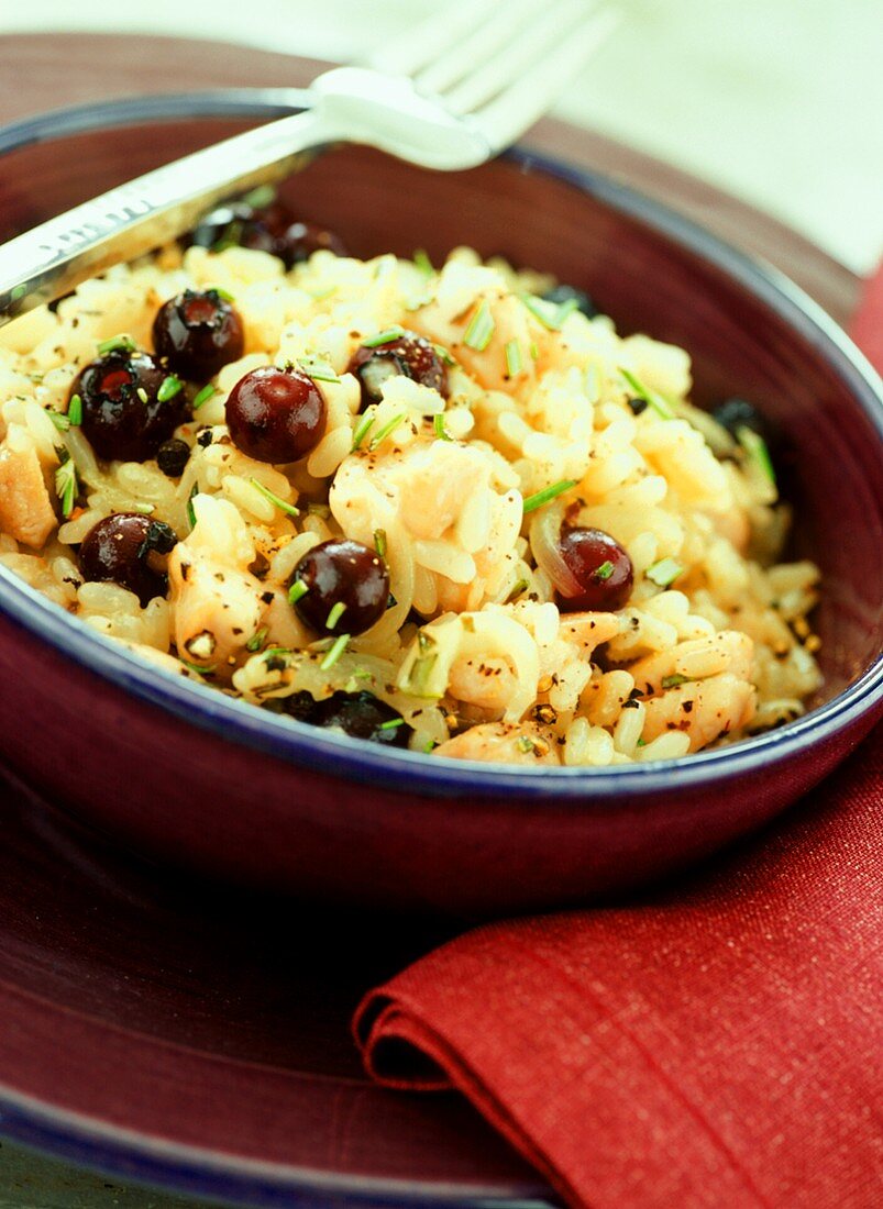 Risotto mit Kaninchen, Rosmarin und Heidelbeeren