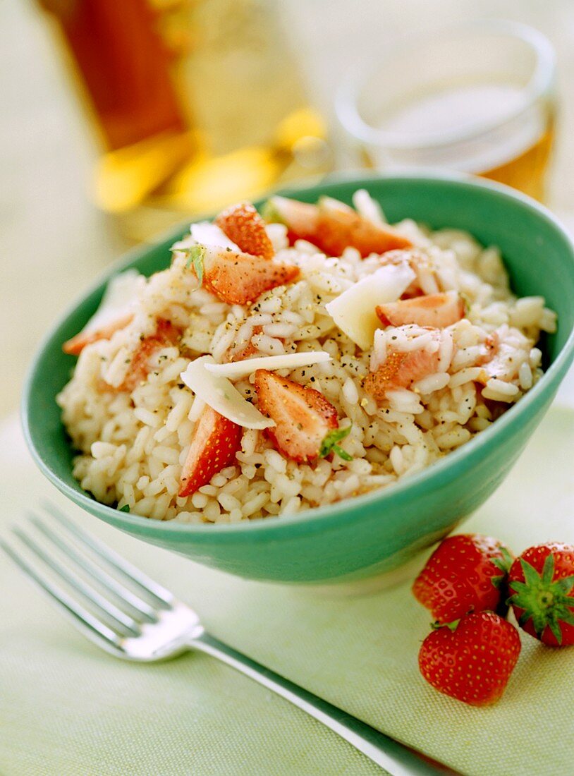 Risotto with strawberries, Calvados and Parmesan