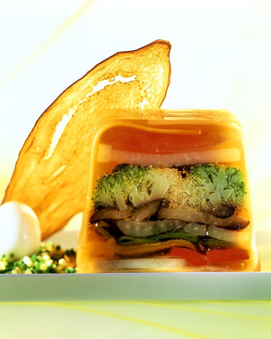 Vegetable terrine with broccoli and peppers